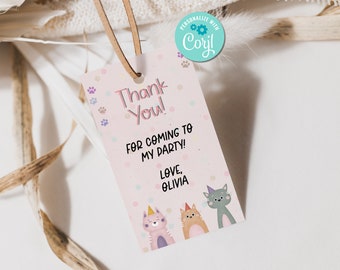 Editable and Printable Pet Pawty Favor Tags - Let's Pawty, Cat Birthday, Cat adoption Party, Pet Birthday Party, Cat Lovers decoration, 111a