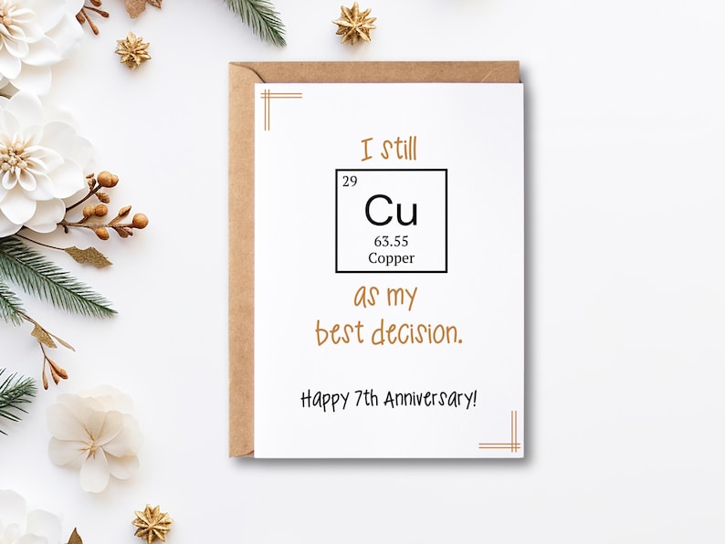copper themed card for7th anniversary