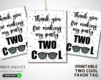 Imprimibles dos etiquetas de favor geniales - Favores de gafas de sol, 2º cumpleaños, Ideas de fiesta del segundo cumpleaños, DIY, Descarga digital, Ideas de favor demasiado geniales, a12