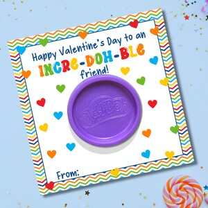 Etiqueta de regalo de San Valentín con plastilina / Etiqueta de plastilina imprimible / Etiqueta de recuerdo de San Valentín / Regalos para fiestas escolares / Decoración con colores primarios
