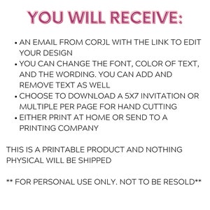 What you will receive for pink gingham invitation