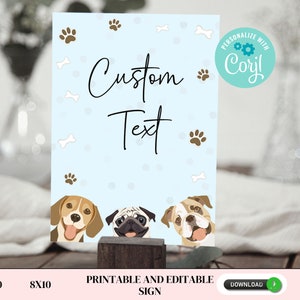 Printable and Editable Let's pawty sign with dogs. Birthday decorations