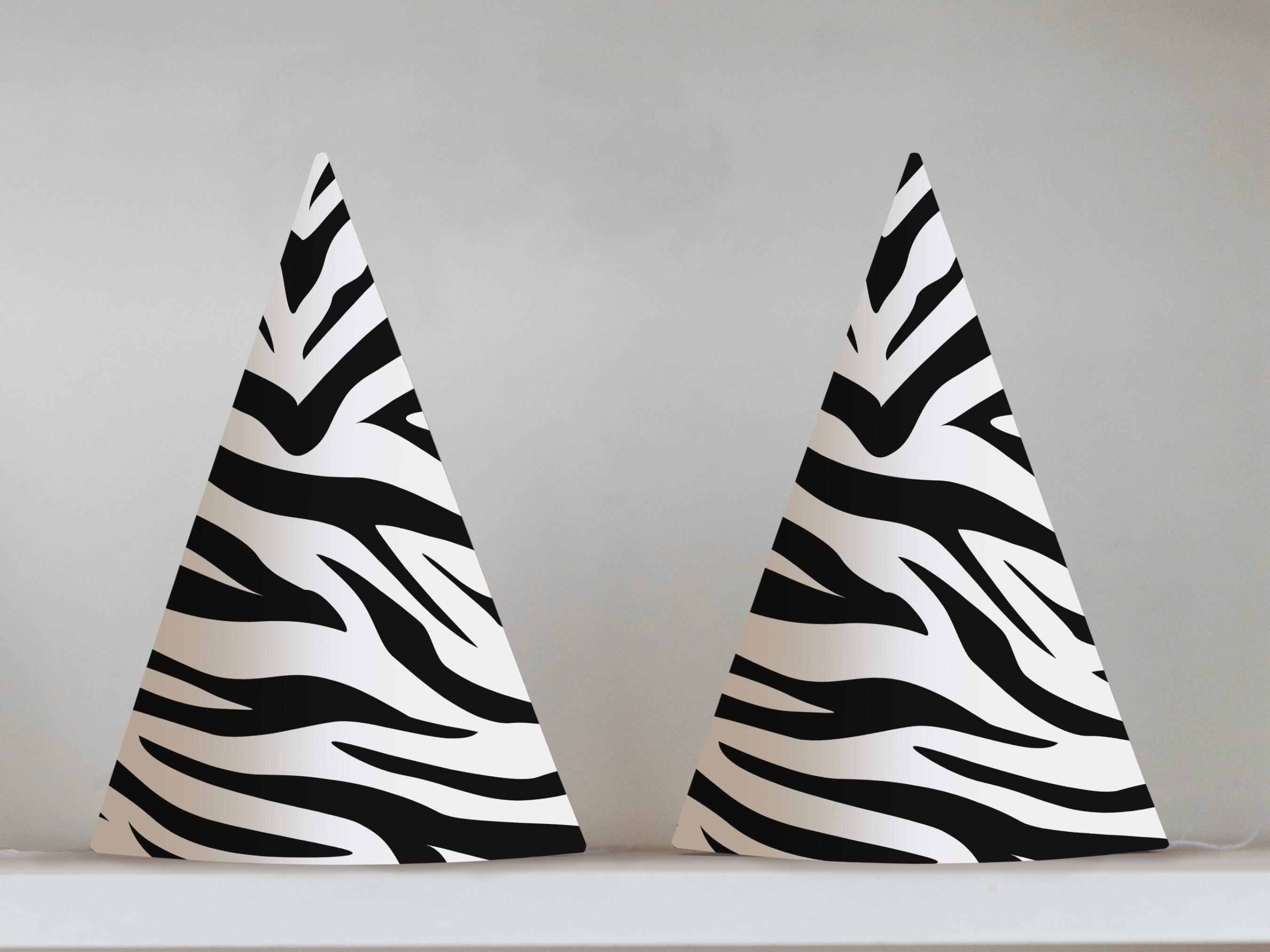 Zebra Party Pattern Printable Zebra Print Party Hat (DIY) - Download | Bday Party | Jungle ...
