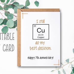 print and cut 7th anniversary card for husband or wife