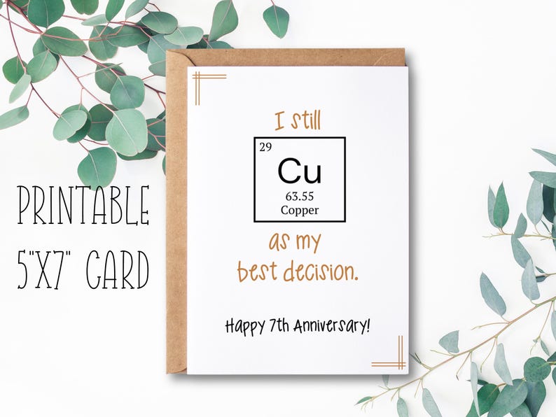 print and cut 7th anniversary card for husband or wife