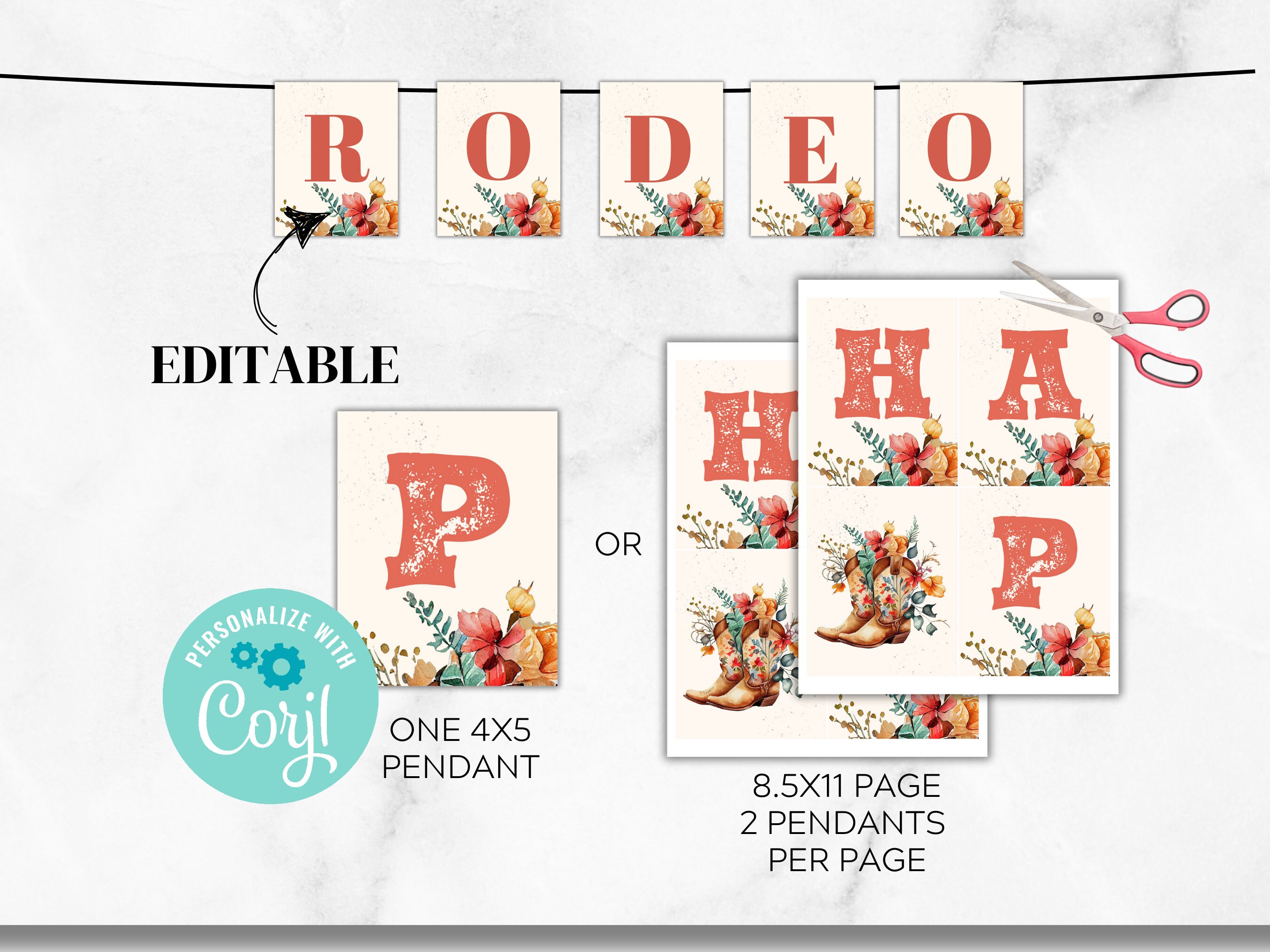 Editable and Printable Boho Rodeo Banner for My First Rodeo - Etsy