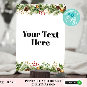 Editable and Printable Christmas Sign - Custom Text, DIY Holiday Signs ...