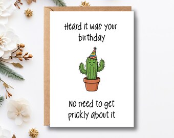 Printable Cactus Birthday Card | Bday Card for Plant Lovers
