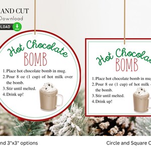 Printable Hot Chocolate Bomb Tags - Instant Download - pink, Hot Cocoa Stickers,You&#39;re the Bomb, Christmas Present, party favor tags - 015