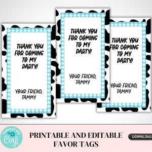 printable cow print favor tag