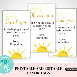editable you are my sunshine favor tag.