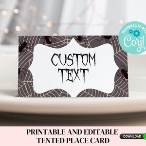 Printable and Editable Spider Place Cards - Customize, DIY, Halloween Table Tent Card, Bday, Spooky decorations, Fall Printable - 116