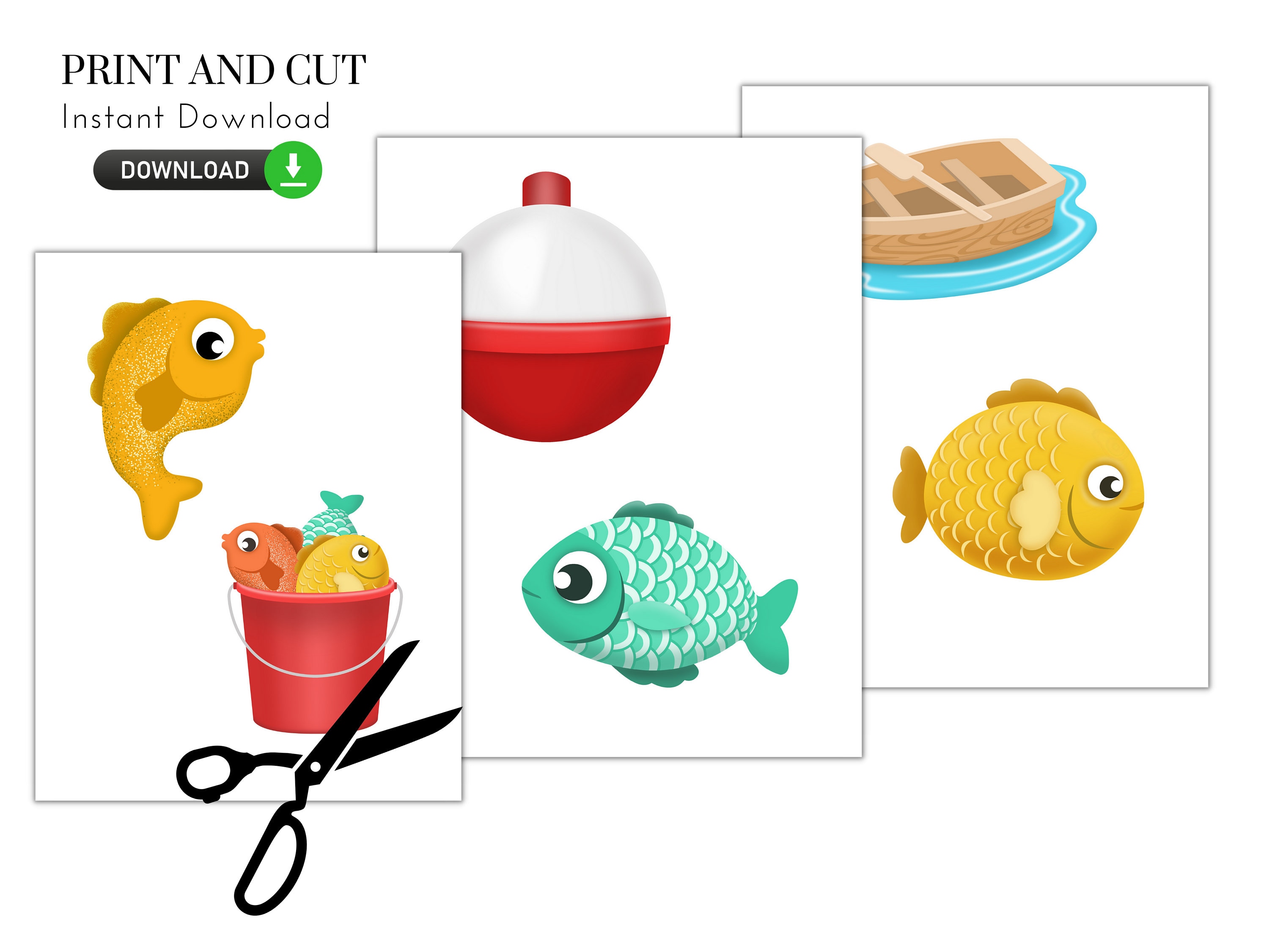 Fishing Themed Centerpieces printable Digital Fish Party