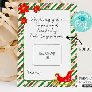 Printable and editable christmas gift card holder.