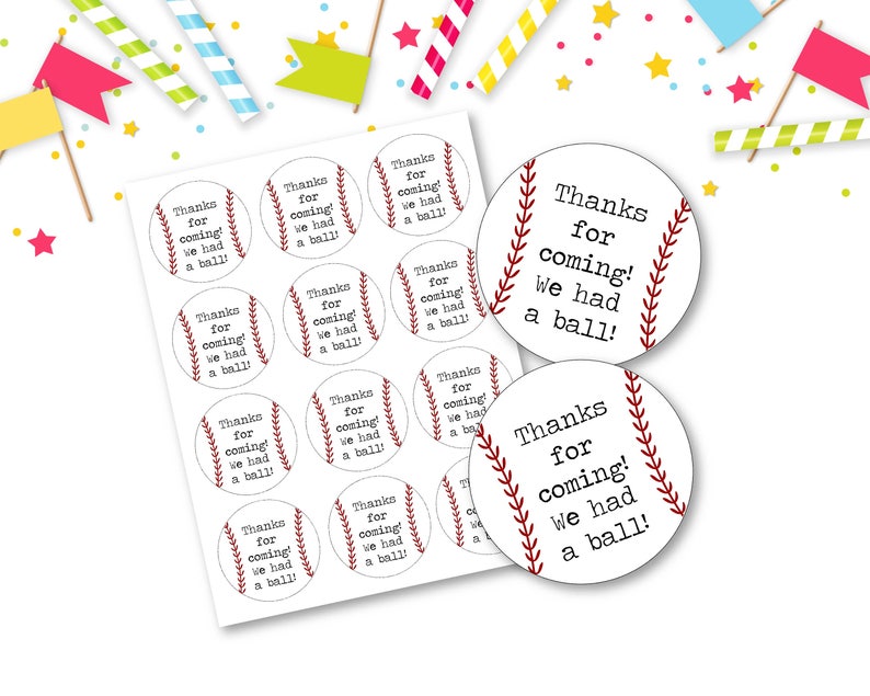 Baby Shower Birthday Party INSTANT DOWNLOAD Baseball Favor Tags