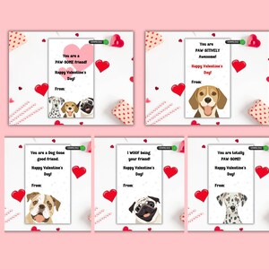 Etiqueta del Día de San Valentín para Perros- Imprimible - 5 diseños Tarjeta del Día de San Valentín, Etiqueta Escolar, San Valentín para Perros, Imprimir y Cortar, Eres un amigo Pawsome - 200