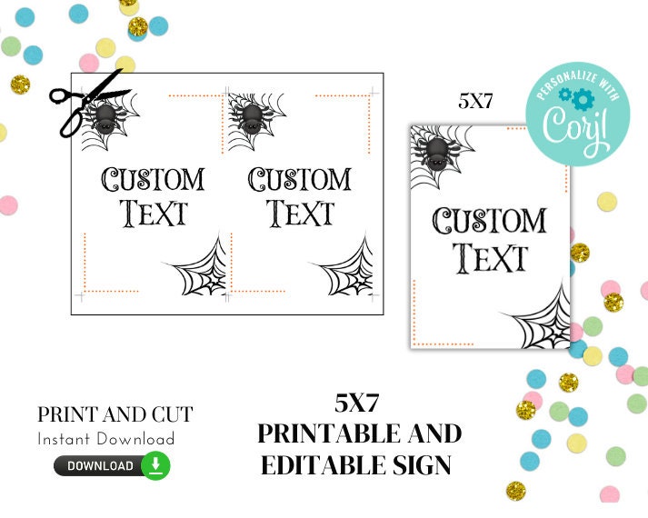 Editable and Printable Spider Halloween Sign - Custom Text, Birthday ...