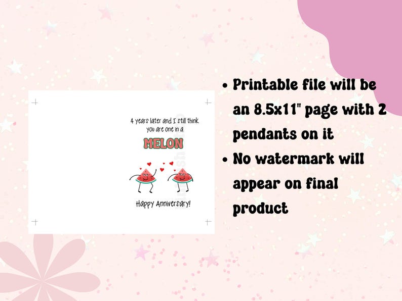 Printable 4th Anniversary Card | Fruit Gift | 5x7 Digital Card ...