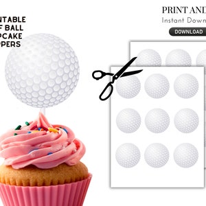 Golf Ball DIGITAL Cupcake Toppers -  Do it yourself, Printable, DIY, Party, Package, Picks, Hole in One, Printable, Masters themed, a15