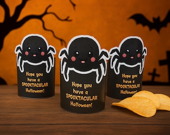 Spider Chip Can Template Printable | Halloween Chip Can | Party Favor | School Halloween Party | Spooky Favor | Chip Label | Wrap around