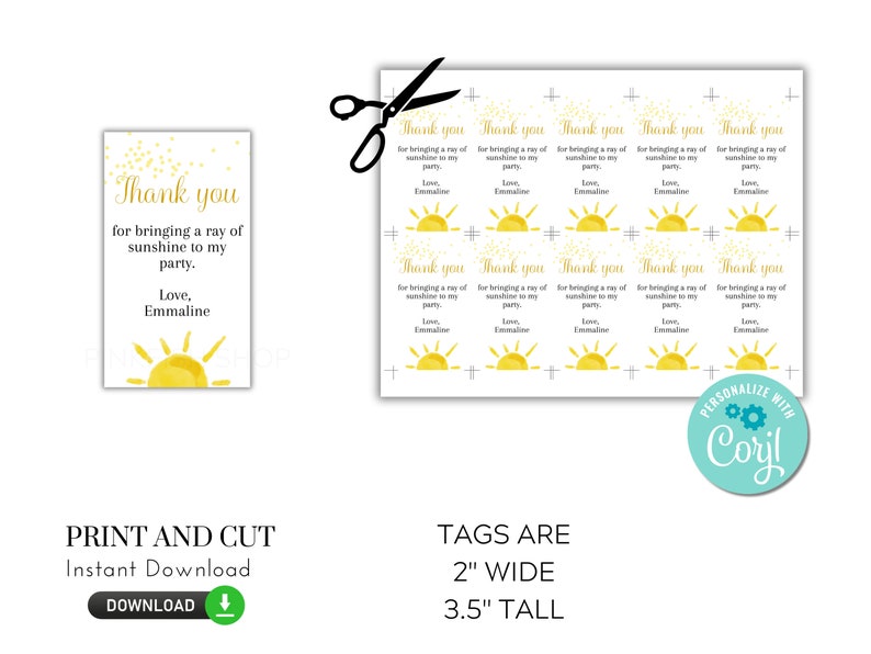Printable first trip around the sun favor tag