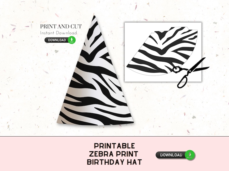 Printable Zebra Print Party Hat (DIY) - Download | Bday Party | Jungle ...