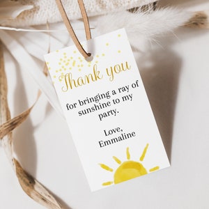 Printable and editable sunshine favor tag