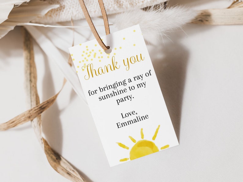 Printable and editable sunshine favor tag
