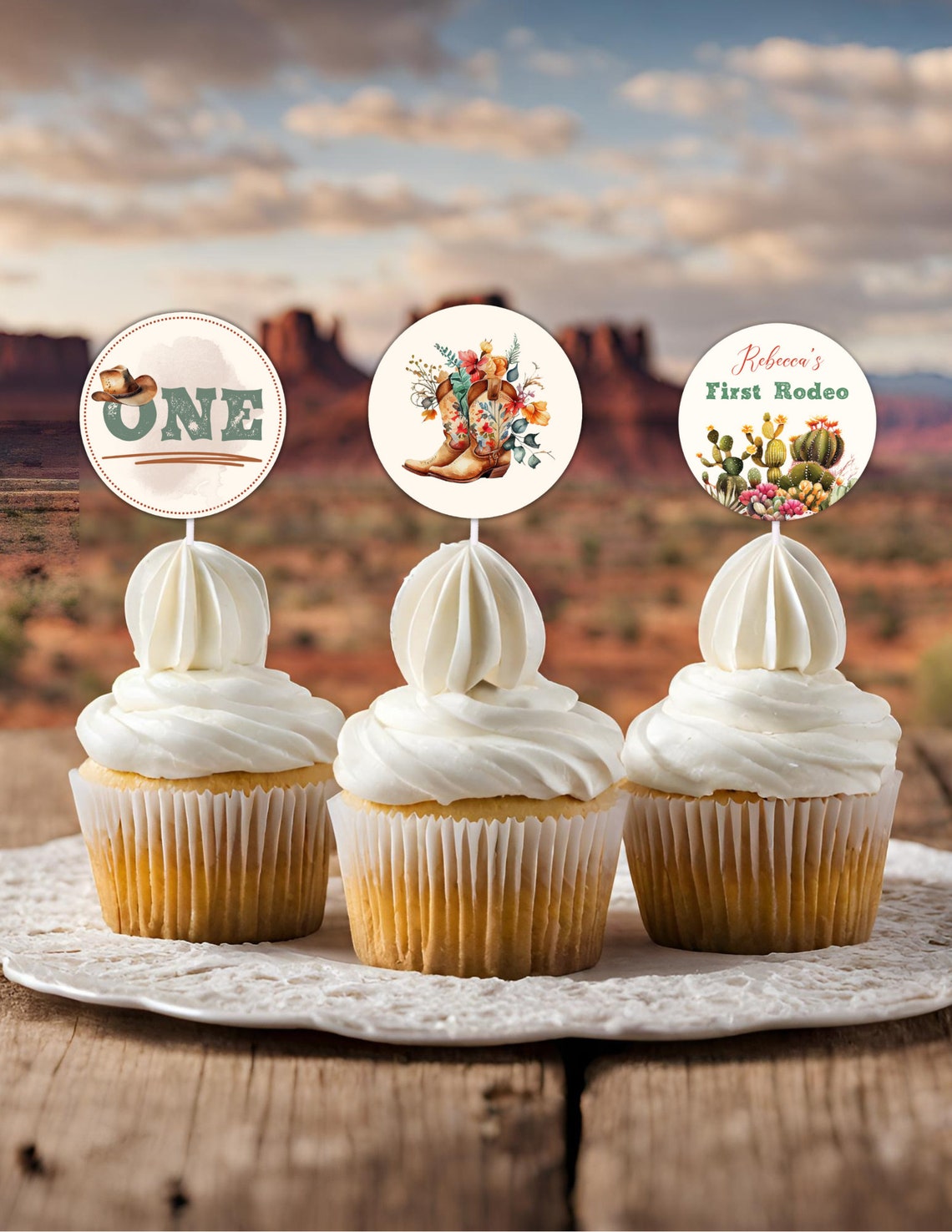 Editable and Printable Boho Rodeo Cupcake Toppers for Birthday, First ...
