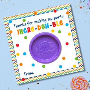 Etiqueta de presente de massinha de modelar | Etiqueta de massinha de modelar para impressão | Etiqueta de lembrancinha de aniversário | Presentes para festa escolar | Decoração de cor primária | Etiqueta Doh | Pré-escola