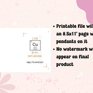 printable copper 7th anniversary card