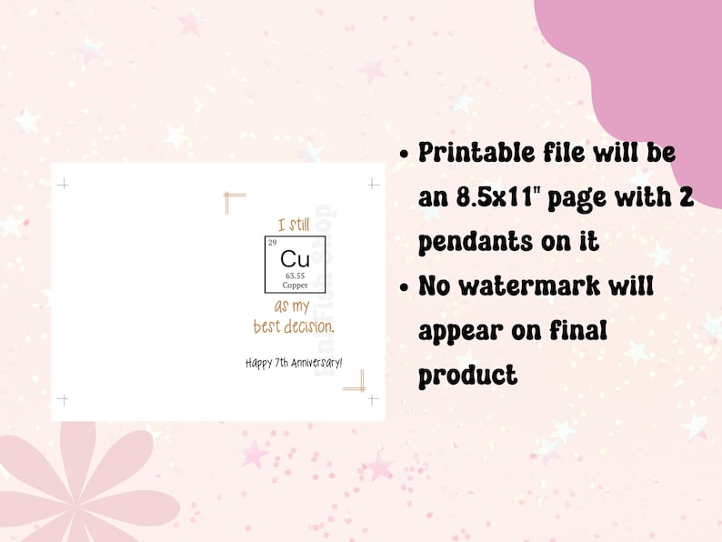 printable copper 7th anniversary card