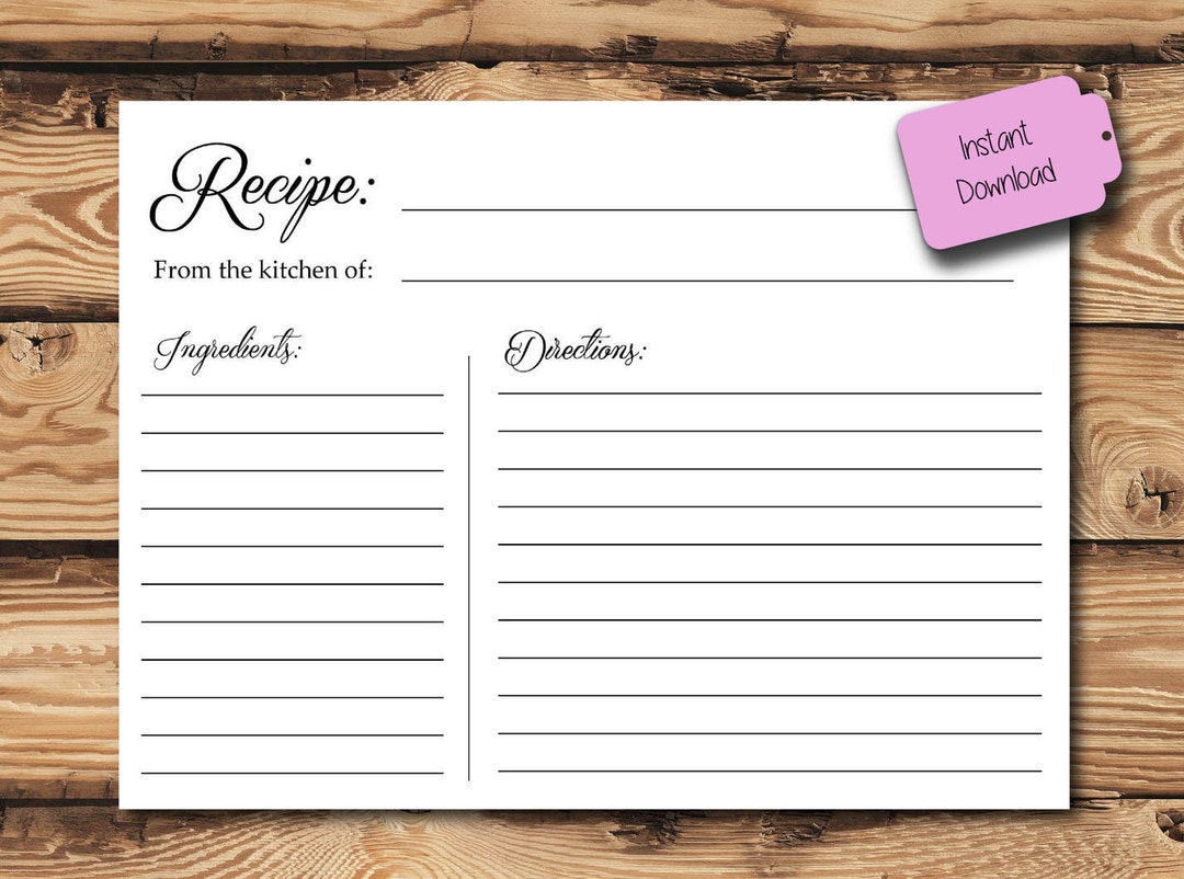Black and White Recipe Cards digital - Etsy