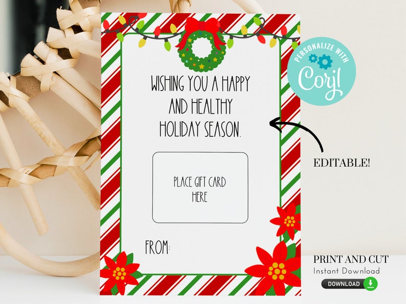 Printable and editable gift card holder