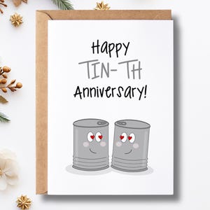 Cartão de 10º aniversário para impressão | Presente de lata | Cartão digital 5x7 | Presente de aniversário | Cartão de aniversário de 10 anos | Lata engraçada para ela ou para ele