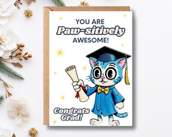 Cat Graduation Card | 5x7 Digital Card | Funny Cat Card