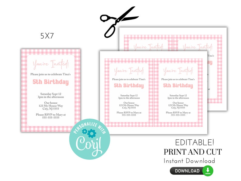printable pink invitation for baby shower
