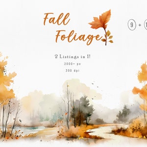 Herbst Aquarell Landschaft Clipart, Herbst Clipart, Hochzeit Clipart, Vorgefertigte Clipart, Herbst Clipart
