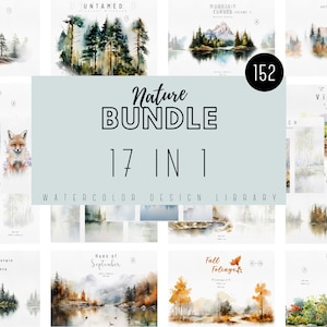 Aquarel clipart bundel - landschap clipart bundel - aquarel bundel - natuur bundel - aquarel clipart - aquarel graphics