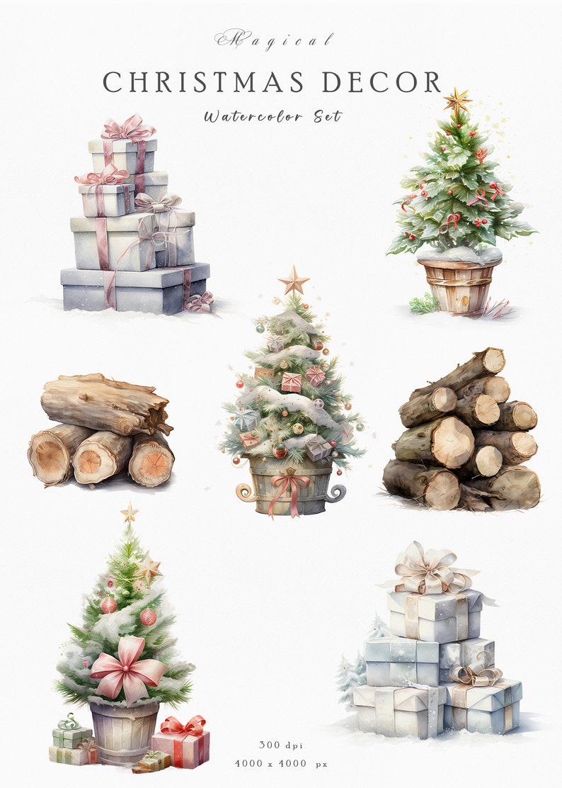 Watercolor Christmas Clipart Collection – Festive Holiday Illustrations ...
