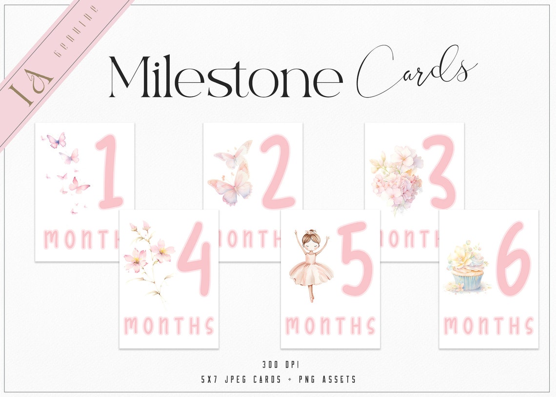 Printable Baby Milestone Cards – Watercolor Design (digital Download ...