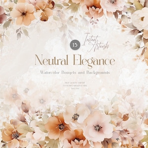 Watercolor Floral Clipart, Neutral Floral Clipart, Floral Clipart, Premade Clipart, Watercolor Clipart, Wedding Clipart, Premade Bouquets
