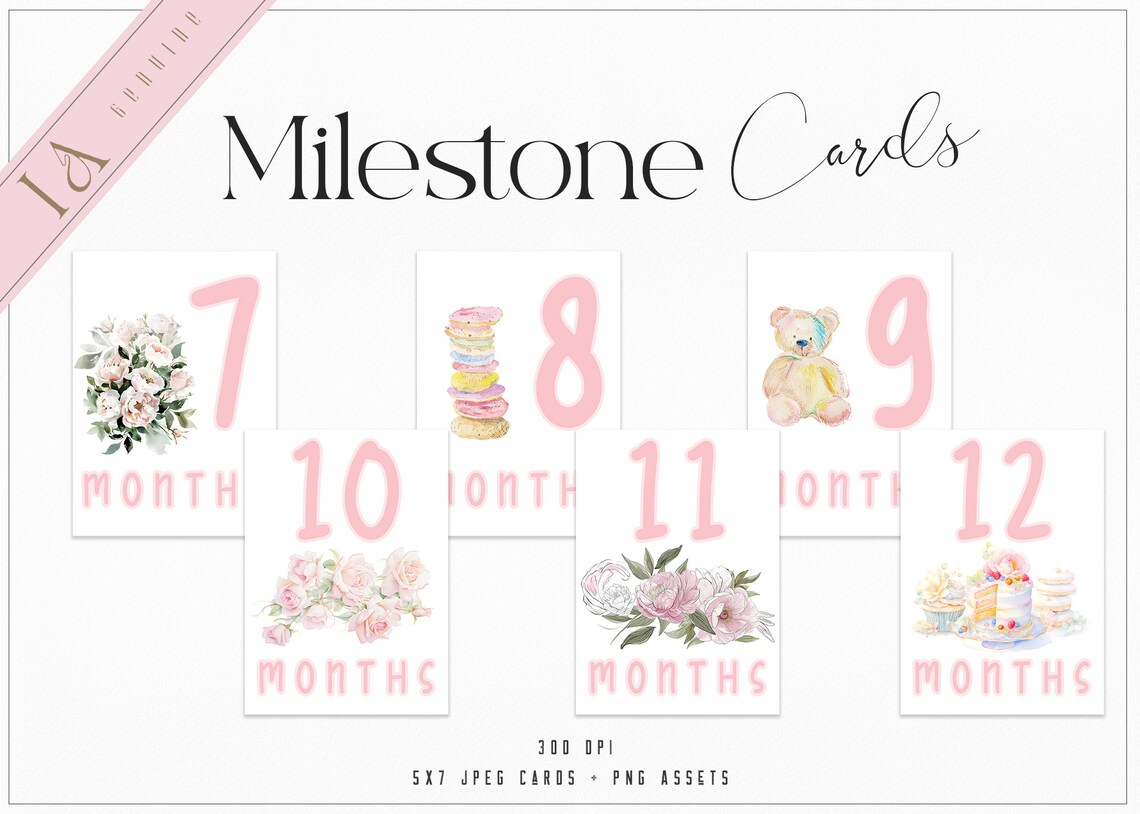 Printable Baby Milestone Cards – Watercolor Design (digital Download ...