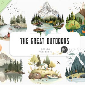Ilustración de la naturaleza (PNG), imágenes prediseñadas de camping, paisajes al aire libre, imágenes prediseñadas de montaña, imágenes prediseñadas de uso comercial (PNG)