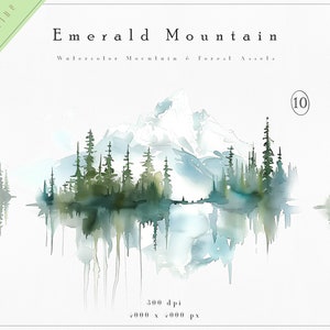 Clipart montagne aquarelle, clipart montagnes, paysages de montagne, clipart aquarelle, clipart forêt, montagnes, art aquarelle forêt