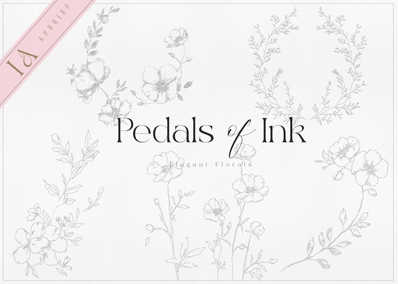 Minimalist Floral Line Art Bundle for Wedding Invitations and Botanical ...