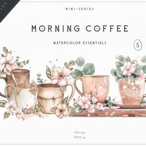 Café y flores (Png), imágenes prediseñadas de sublimación, flores de primavera, imágenes prediseñadas de "Café, por favor", imprimibles, imágenes prediseñadas de "Amante del café", tazas de café marrones