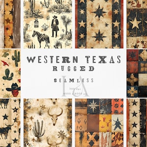 Western Texas Digital Paper, seamless cowboy textures digital paper, wild west backgrounds, Instant Download, commercial use