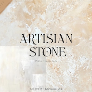 May include: A digital texture pack called "Artisan Stone" featuring a beige and white stone background with a rough, textured surface. The text "300 DPI PNG Backgrounds" is at the bottom of the image.