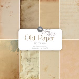 Old Paper Textures, Vintage Digital Paper Pack, Paper Backgrounds Instant Download for Commercial Use